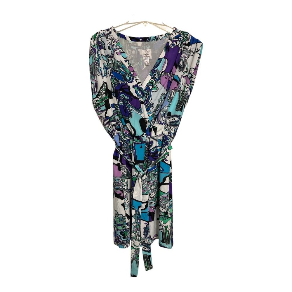 VTG Suzi Chin for Maggy Boutique Abstract Faux-Wrap Dress Size 12 USA Made